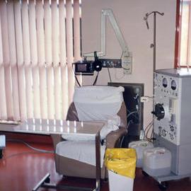 Haemodialysis machine in the Walmsley Centre, Royal Newcastle Hospital, Newcastle, NSW, 1990