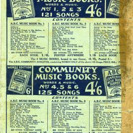 1929 - ABC Community Music Book No. 1 (back cover)