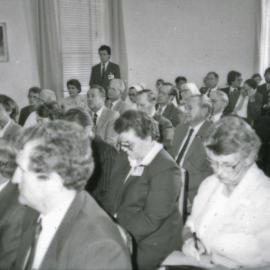 Audience attending a presentation, Royal Newcastle Hospital, Newcastle, NSW, 1987