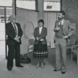 Unidentified people being filmed, Royal Newcastle Hospital, Newcastle, NSW