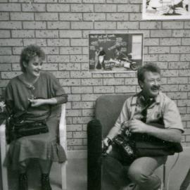 Unidentified people with video recording equipment, Royal Newcastle Hospital, Newcastle, NSW