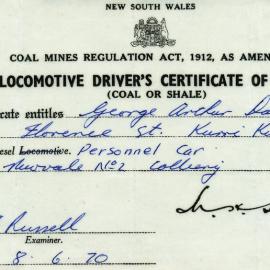 George Davison - Loco driver's licence