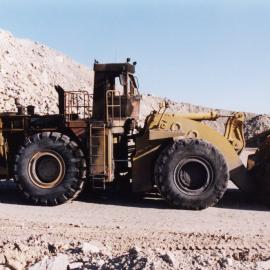 Burnt out loader, Saxonvale Open Cut - mid 1990s, by Brett Scott