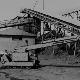 George Drydon operating timbering machine, pit top at Northern (Rhondda) Colliery (mid 1960s), by Barry Howard