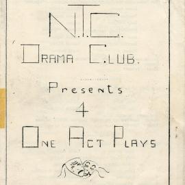 Newcastle Teachers' College Drama Club presents 4 One Act Plays - Programme (Title Page), Newcastle Teachers' College, NSW, Australia - 1953