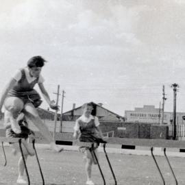 Hurdles. A photograph from the Newcastle Teachers' College, NSW, Australia 1957 Album