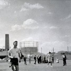 Running event. A photograph from the Newcastle Teachers' College, NSW, Australia 1957 Album