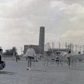 Hurdles. A photograph from the Newcastle Teachers' College, NSW, Australia 1957 Album
