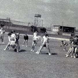 Tunnel Ball. A photograph from the Newcastle Teachers' College, NSW, Australia 1957 Album