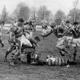 The Rugby Union Team. A photograph from the Newcastle Teachers' College, NSW, Australia 1957 Album