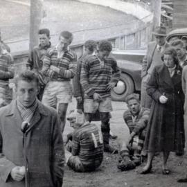 A Rugby Union match. A photograph from the Newcastle Teachers' College, NSW, Australia 1957 Album