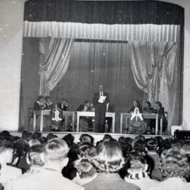 Debating. A photograph from the Newcastle Teachers' College, NSW, Australia 1957 Album