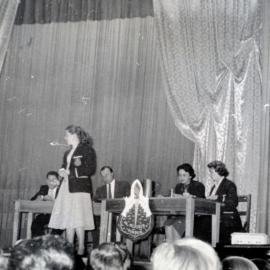 Debating. A photograph from the Newcastle Teachers' College, NSW, Australia 1957 Album