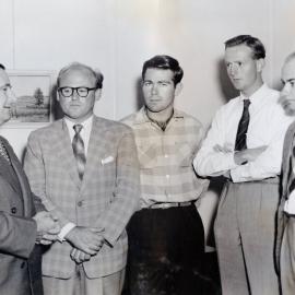 Five unidentified men at Newcastle Teachers' College, NSW, Australia - 1957