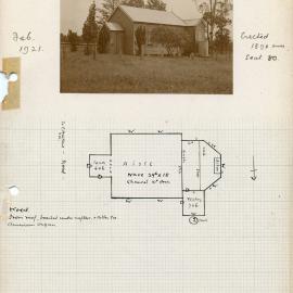 Plan of St. Egwin's Church, situated in Tenambit, NSW, Australia