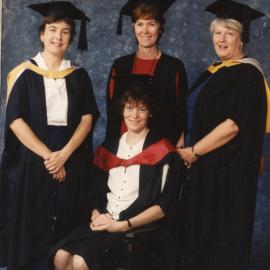 Annabel Hickey (seated), Therese Schmidt with two unidentified women, the University of Newcastle, Australia - 1994