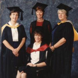 Annabel Hickey (seated), Therese Schmidt with two unidentified women, the University of Newcastle, Australia - 1994