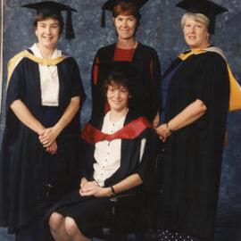 Annabel Hickey (seated), Therese Schmidt with two unidentified women, the University of Newcastle, Australia - 1994