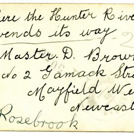 Where the Hunter River wends its way (Rosebrook) verso, c. 1930s
