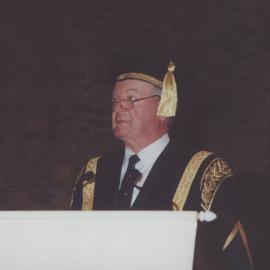 Chancellor Ric Charlton addresses the graduation ceremony, the University of Newcastle, Australia - May, 2000