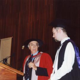 Professor Adrian Page presents University medal recipients with their Medals at the Graduation Ceremony, the University of Newcastle, Australia - May, 2000