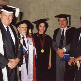 Vice-Chancellor, Professor Roger Holmes, Professor Robert Constable with a university medallist, and two unidentified gentlemen, the University of Newcastle, Australia - May, 2000