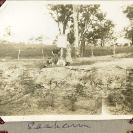 Doug Brown, Mr and Mrs Broadbent?, Mary Brown at Seaham, NSW, c. 1930s-1940s