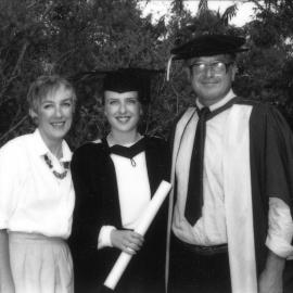 Mrs Jeannie Curran and Dr Bernie Curran with their daughter Penny, the University of Newcastle, Australia - 1991