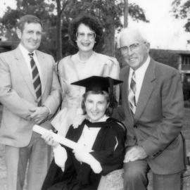 An unidentified graduate with her family, the University of Newcastle, Australia - 1991