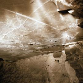 Prehistoric footprints in roof of Wallarah Colliery, Catherine Hill Bay, NSW, May 1979