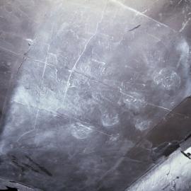 Prehistoric footprints in roof of Wallarah Colliery, Catherine Hill Bay, NSW, May 1979