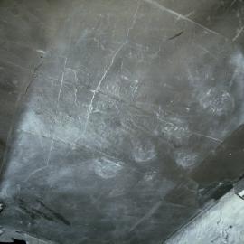 Prehistoric footprints in roof of Wallarah Colliery, Catherine Hill Bay, NSW, May 1979