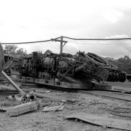 Joy 1CM continuous miner about to go underground, West Wallsend No. 2 Colliery, Killingworth. NSW, 12 January 1972