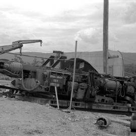 Joy 1CM continuous miner about to go underground, West Wallsend No. 2 Colliery, Killingworth. NSW, 12 January 1972