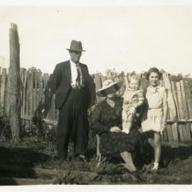 Clarrie Hawkins, Mollie Hawkins, Linda Hawkins, and Allan Hawkins. Approximately mid 1942.
