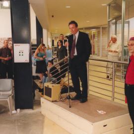 Barry McKnight at a Central Coast Campus art exhibition.