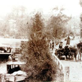 Horse drawn wagon beside a river, NSW Central Coast area, [n.d.]