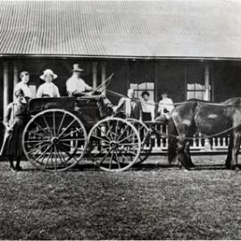 People on horsedrawn wagon, NSW Central Coast area, [n.d.]