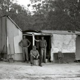 The Locketts, timber cutters at their hut, Butterwick Hinton region, NSW, 1980