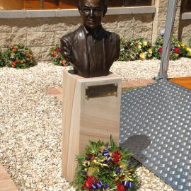 Bust of Jim Comerford at the memorial service at the Jim Comerford Miners Memorial Wall, Aberdare, NSW, 22 September 2013