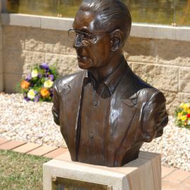 Bust of Jim Comerford at the memorial service at the Jim Comerford Miners Memorial Wall, Aberdare, NSW, 22 September 2013
