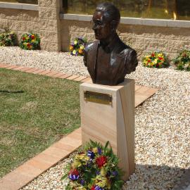 Bust of Jim Comerford at the memorial service at the Jim Comerford Miners Memorial Wall, Aberdare, NSW, 22 September 2013