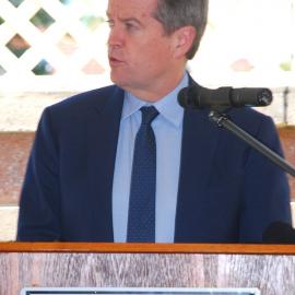 Bill Shorten speaking at the Memorial Service at the Jim Comerford Miners Memorial Wall, Aberdare, NSW, 2014