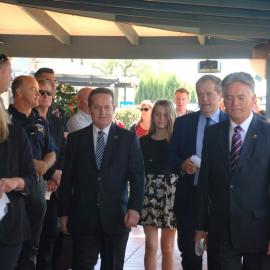 Guests including Bill Shorten at the Memorial Service at the Jim Comerford Miners Memorial Wall, Aberdare, NSW, 2014