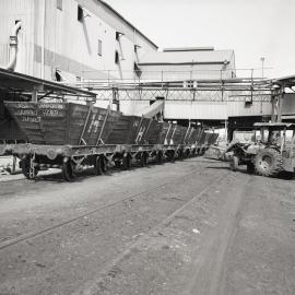 Last day of dumping waggons at Hexham Coal Preparation Plant, Hexham, NSW, 21 September 1987,