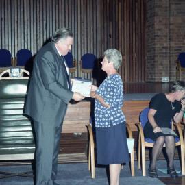 Vice-Chancellor Roger Holmes presents a V.C. Staff Award , [n.d.]