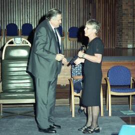 Vice-Chancellor Roger Holmes presents a V.C. Staff Award , [n.d.]