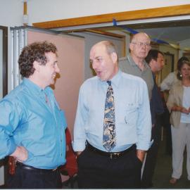 Glen Boyd and Brett Gleeson at Gaye Follington's farewell lunch