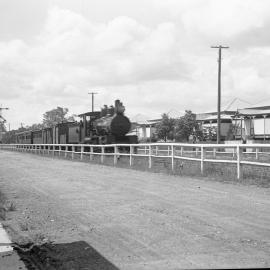 QGR, PB15 Class, passenger train, Denison Street, Rockhampton, Qld, [1950s] 