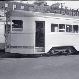 Brisbane City Council, FM Class, Tram No.523 passing a sister tram car, North Quay, Brisbane, Qld [c.1950s]